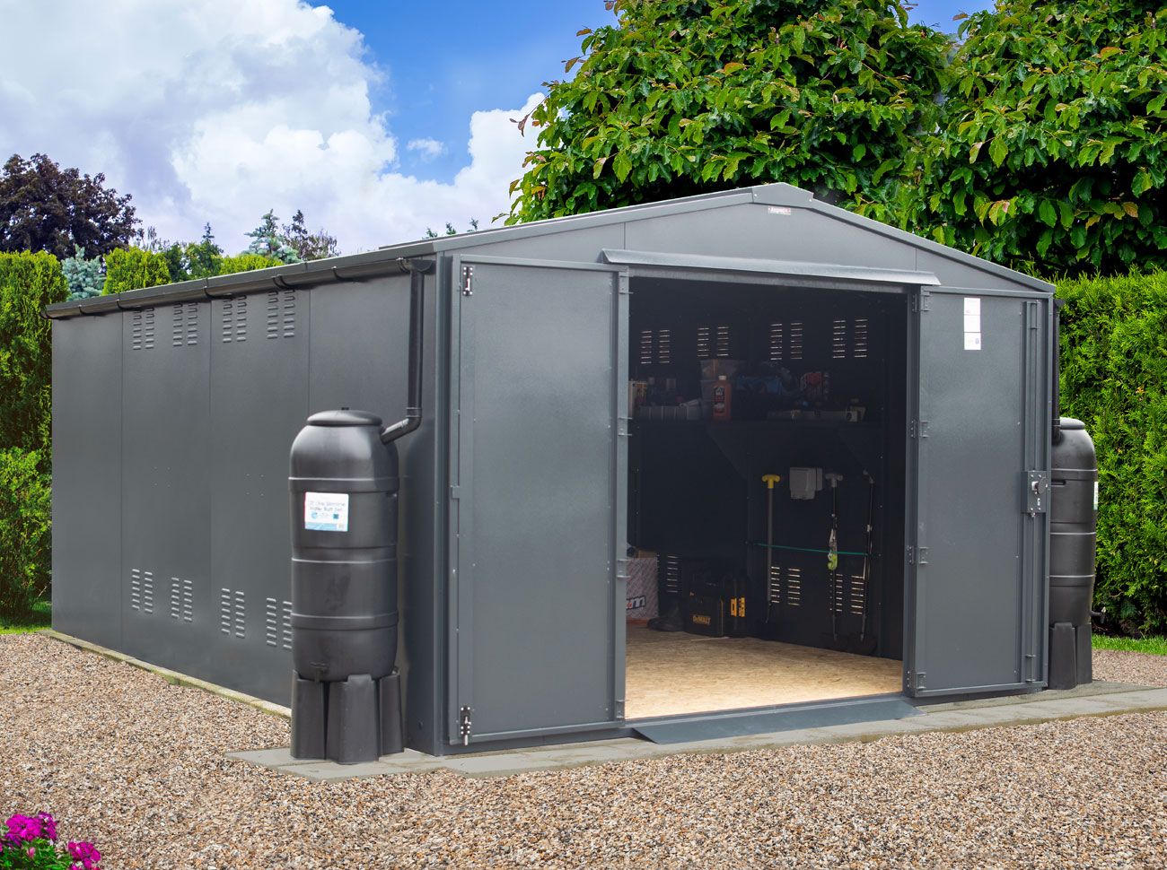 10x14 Metal Garden Workshop (The Garrison Plus 2) - Police Preferred Specification
