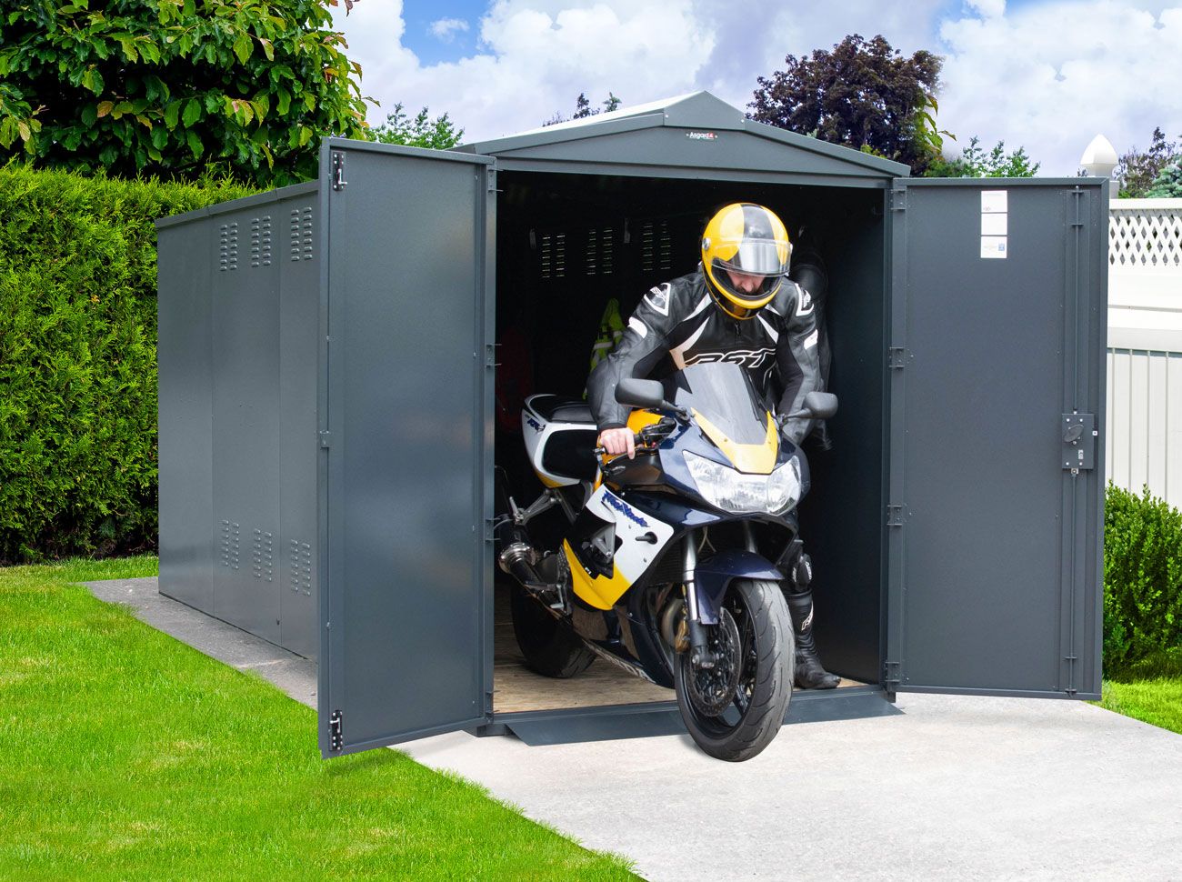 Motorcycle Storage Shed 5ft 2" x 14ft 6"- Police Preferred Specification