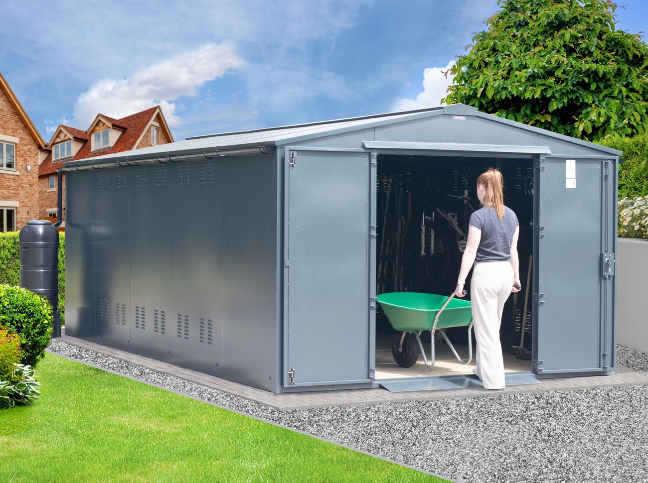 10x18 Metal Garden Workshop (The Garrison Plus 3) - Police Preferred Specification