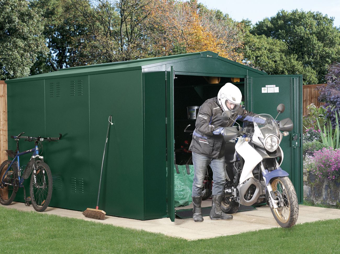 Motorcycle Garage Plus - 7ft 4" x 10ft 11" - Police Preferred Specification