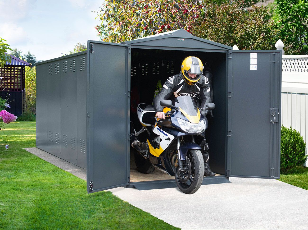 Motorcycle Storage Shed 5ft 2" x 18ft 1" - Police Preferred Specification