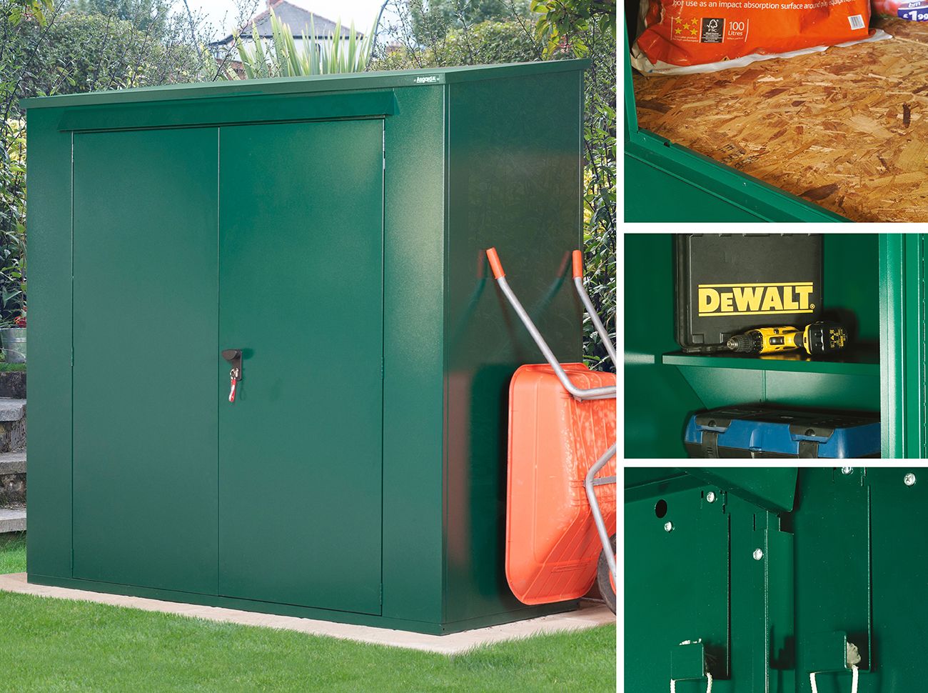 7x3 Metal Garden & Bike Shed (The Trojan Plus) - 5 Point Locking - Bundle Deal