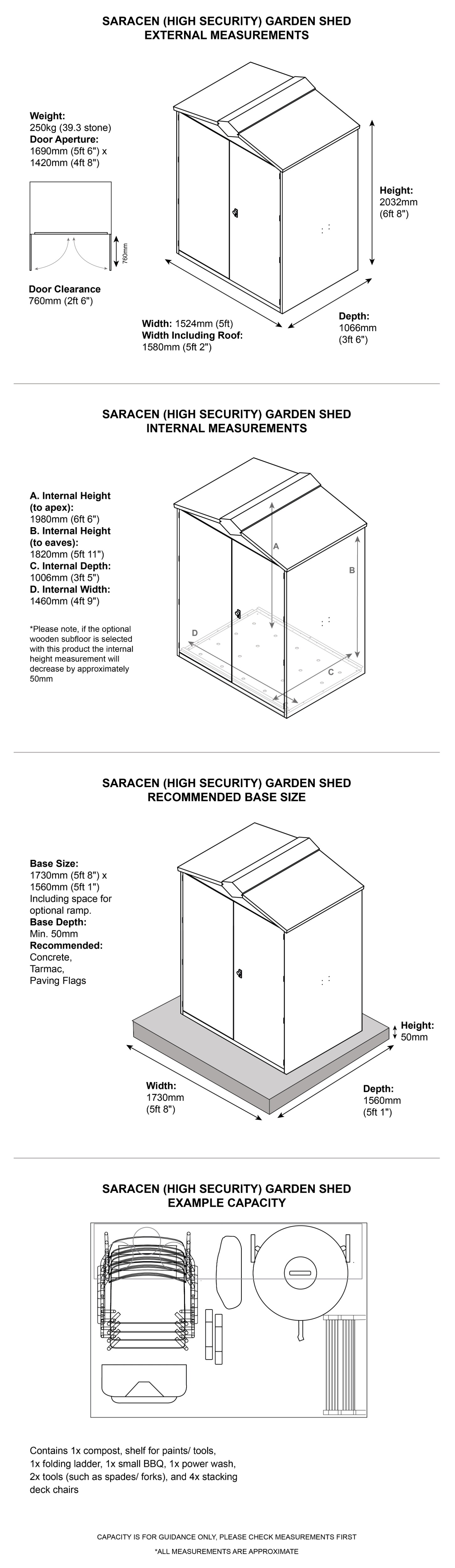Saracen Metal Shed Dimensions